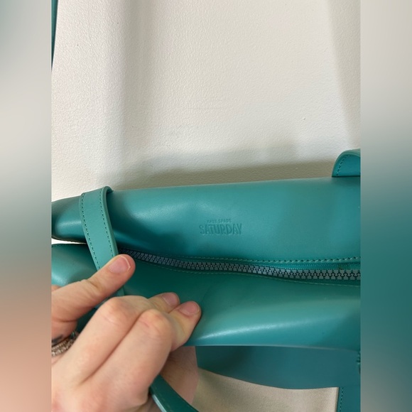 Aqua and Canvas Kate Spade Saturday Purse - Picture 7 of 12